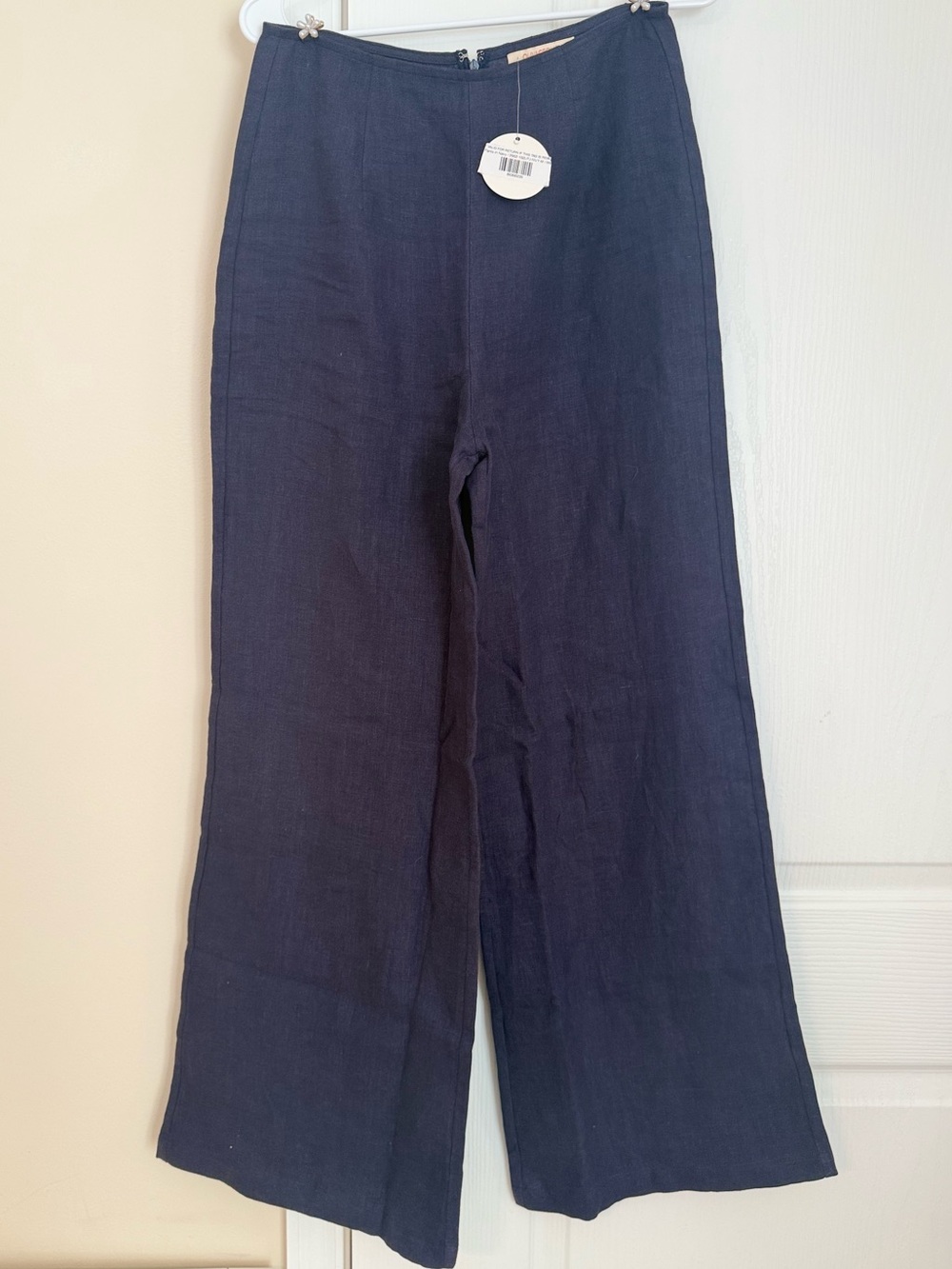 Classic Wide-Leg Linen Pants - Navy